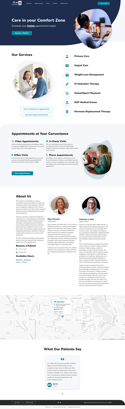 One-Page Website Design for NP Anywhere graphic design healthcare landing page ui ux web design website design