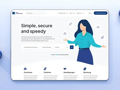 Webapp Design for meinUnternehmen animation funding government motion graphics ui ux design webapp website