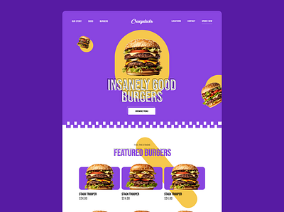 Burger restaurant website app branding design logo ui uiux visualdesign web web design