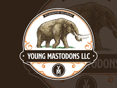 Young Mastodons LLC Logo branding design digital illustration drawing elephant graphic design hand drawing illustration logo logo design logo illustration mammoth mastodon vector vintage logo