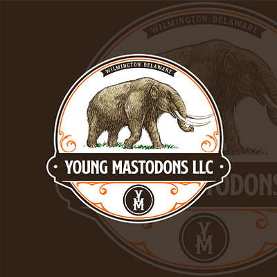 Young Mastodons LLC Logo branding design digital illustration drawing elephant graphic design hand drawing illustration logo logo design logo illustration mammoth mastodon vector vintage logo