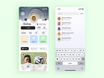 Football Social Media App Design app branding design ios mobile mobile app modern social media trendy ui