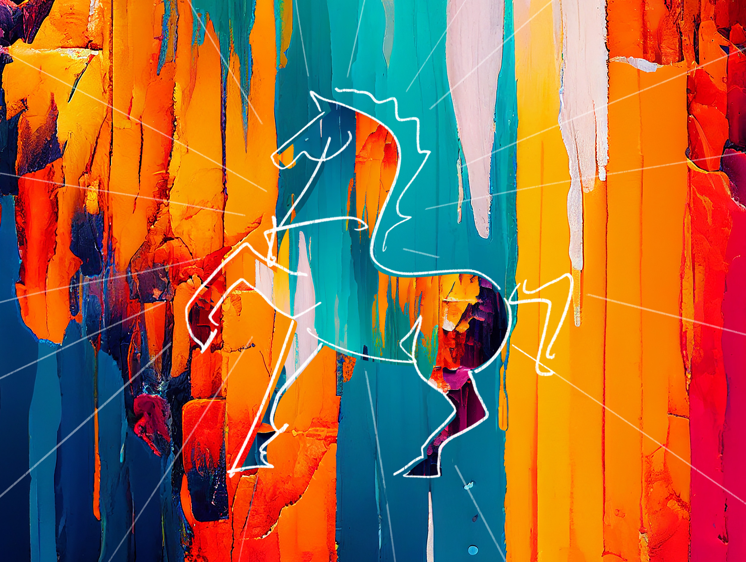 Horse Totem abstract animal art drawing horse line paint spirit totem