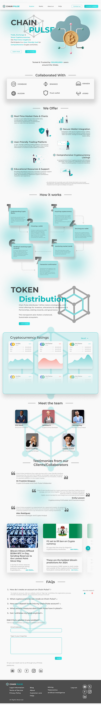 Landing Page for Chain Pulse: Crypto website branding cryptocurrency design figma illustration landing page logo product design typography ui uiux ux website