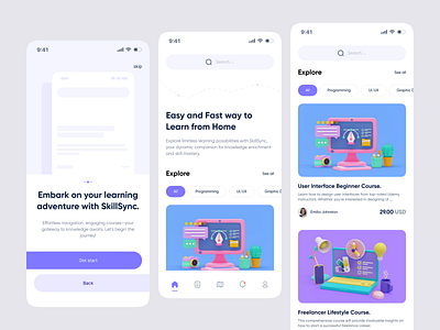 E-learning App app clean course creative design e learning education educational platform interface learning mobile mobile design online class online learning trend ui ui design uiux ux ux design