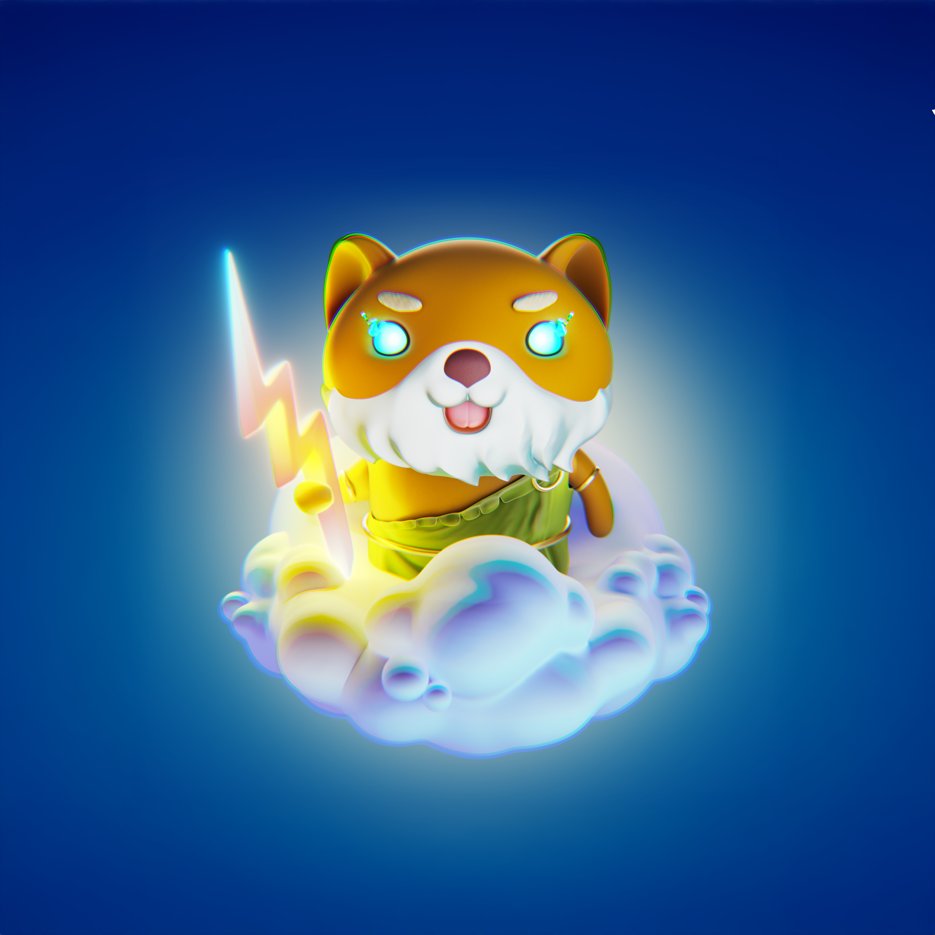 Zeus Doge 3d 3d art 3d character 3d illustration b3d beard blender blender3d clouds demigod doge god illustration zeus