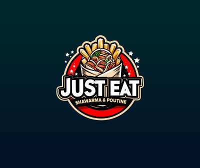 JUST EAT black fries graphic design just eat just eat logo logo logo designer logo maker red shawarma logo vector vector logo
