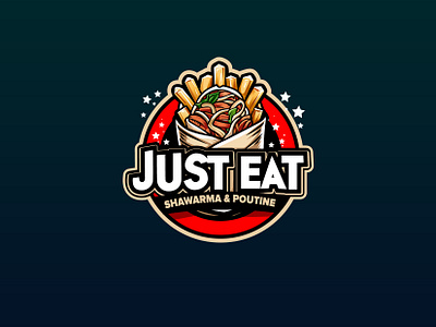 JUST EAT black fries graphic design just eat just eat logo logo logo designer logo maker red shawarma logo vector vector logo