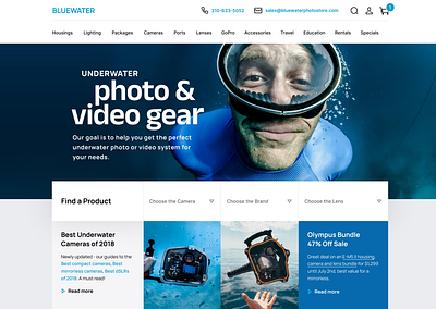 Underwater Photo & Video gear Shop design e commerce ecommerce hero image home page shop ui uxui