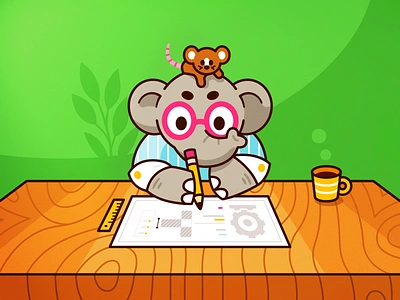 Small but mighty engineering tips animal article branding cartoon character creative cute design drawing elephant engineering flat funny illustration mascot mice mouse outline ratatouille working