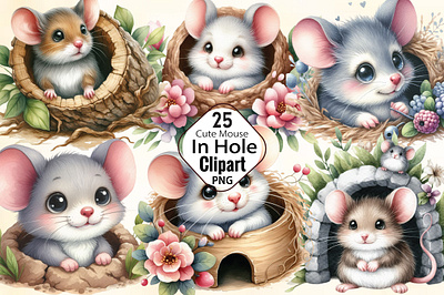 Cute Mouse In A Mouse Hole Clipart curiosity