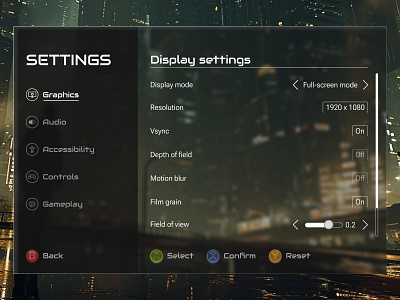 DailyUI 007 - Settings concept dailyui game design settings screen ui ui challenge ui design