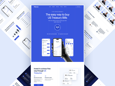 Fintech landing page bank banking website credit finance finance website fintech landing page finvest landing page interest invest investment investment website landing page money satwik pachineela send money treasury bills ui ux wallet website