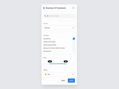 Product Filter! 🛍️ dashboards filters minimal product filter product filters ui uidesigns webapp