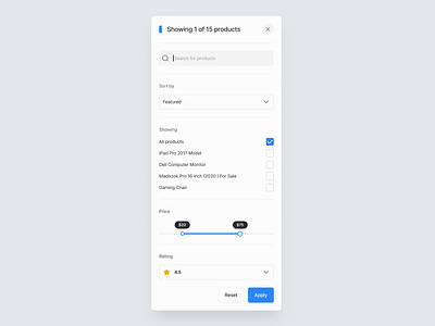 Product Filter! 🛍️ dashboards filters minimal product filter product filters ui uidesigns webapp
