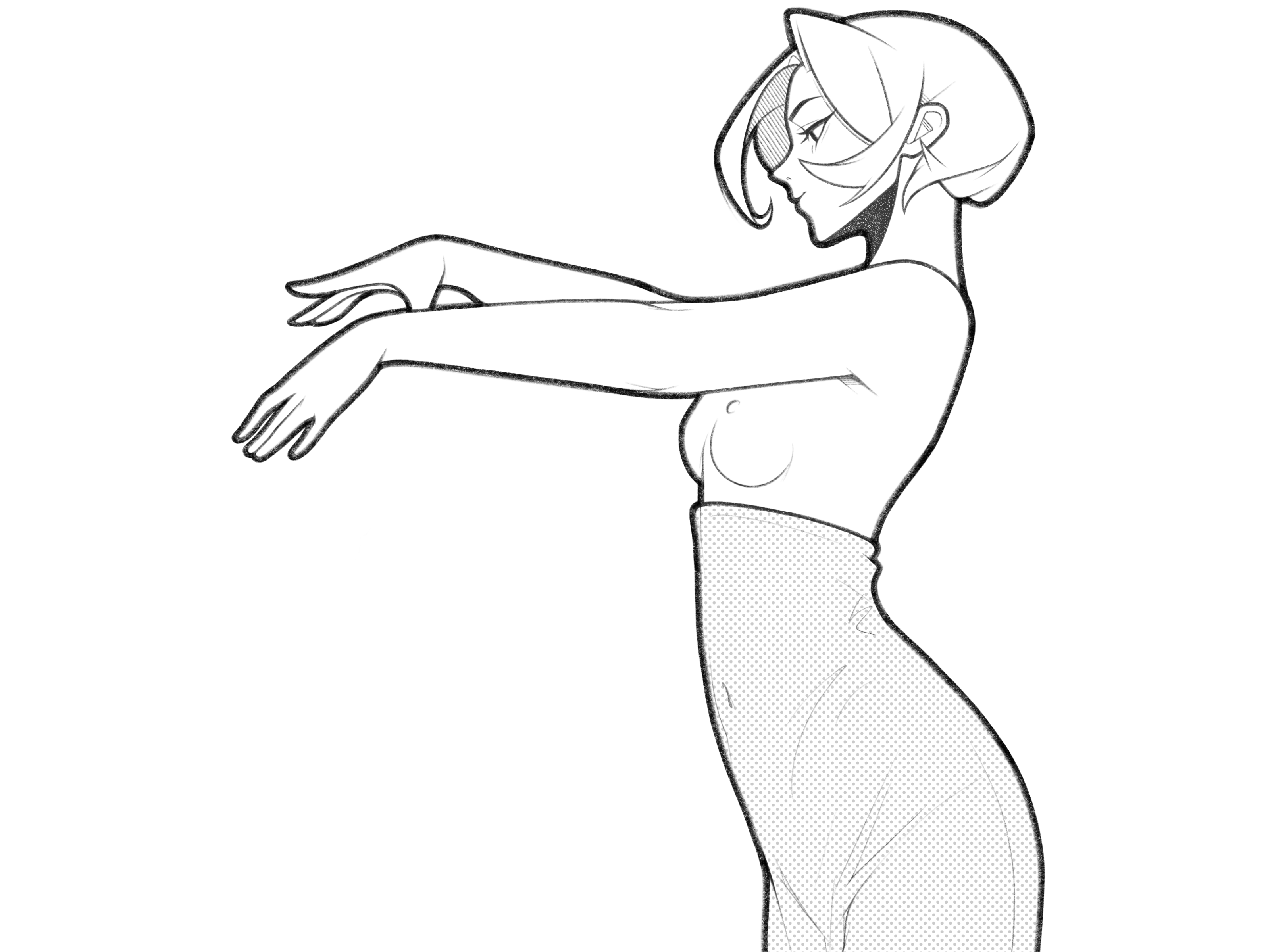 girl black and white body cartoon character character design comic details drawing fantasy girl illustration line magic minimal monochrome penci procreate simple