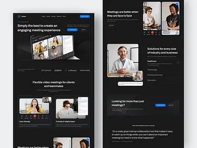 Meetings App Website app clean dark design fireart meet ui ux web website