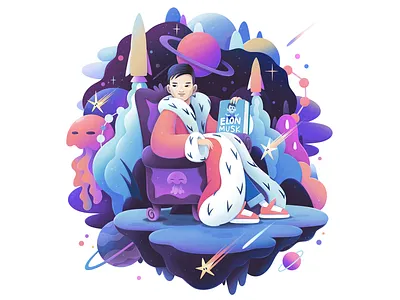 OWKIN abstract cartoon character design illustration space zutto