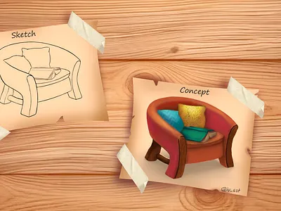 2d ArmChair 2d 2d render 3d art casual art casual game digital art digital illustration draw illustration procreate procreate art props game render