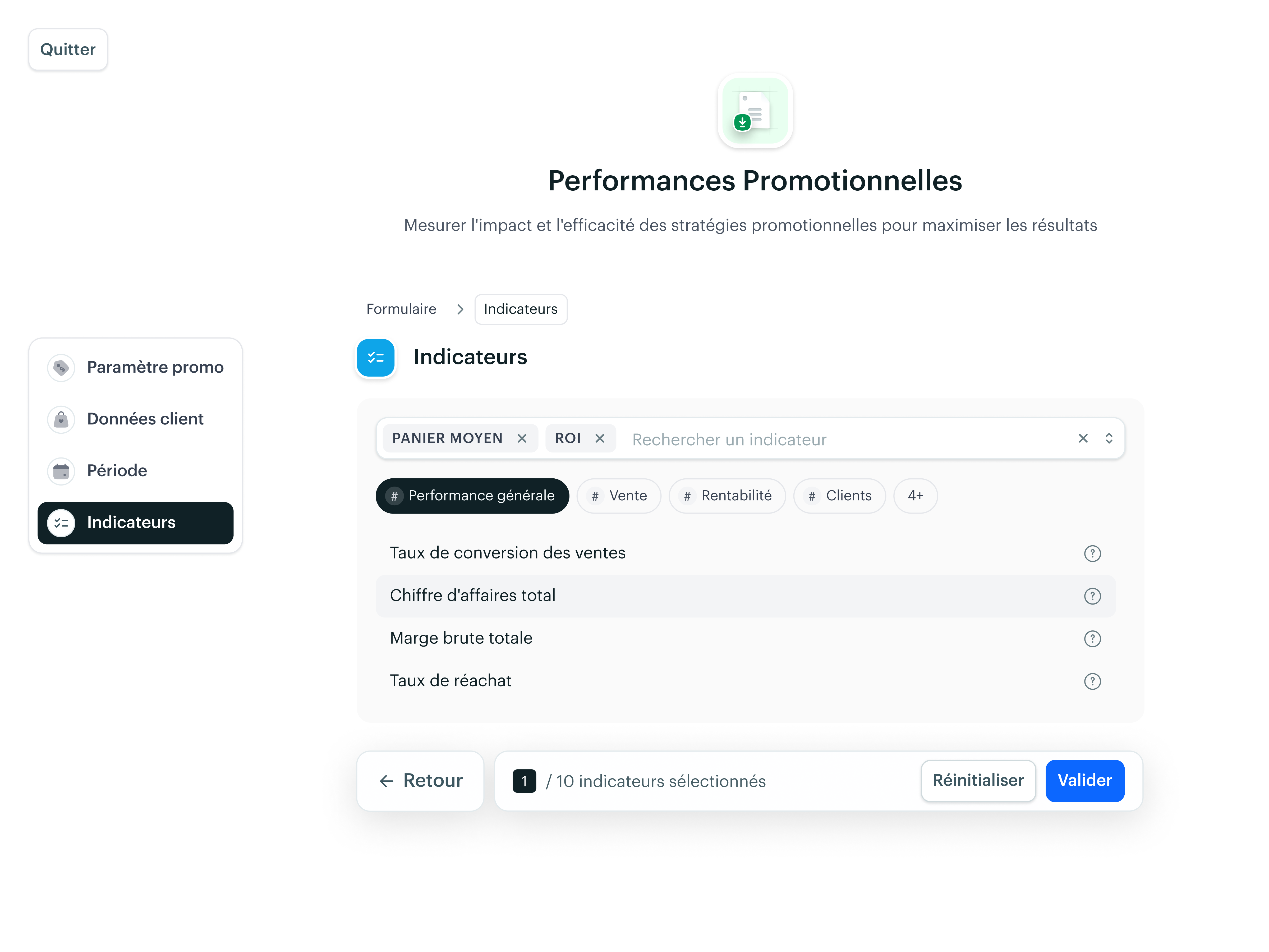 Example of Form for selecting indicators 📋✅