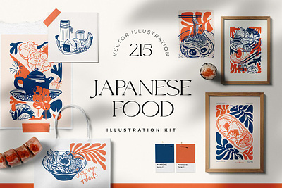 Japanese Food Illustration Kit asian bundle food healthy japanese recipe set traditional vector