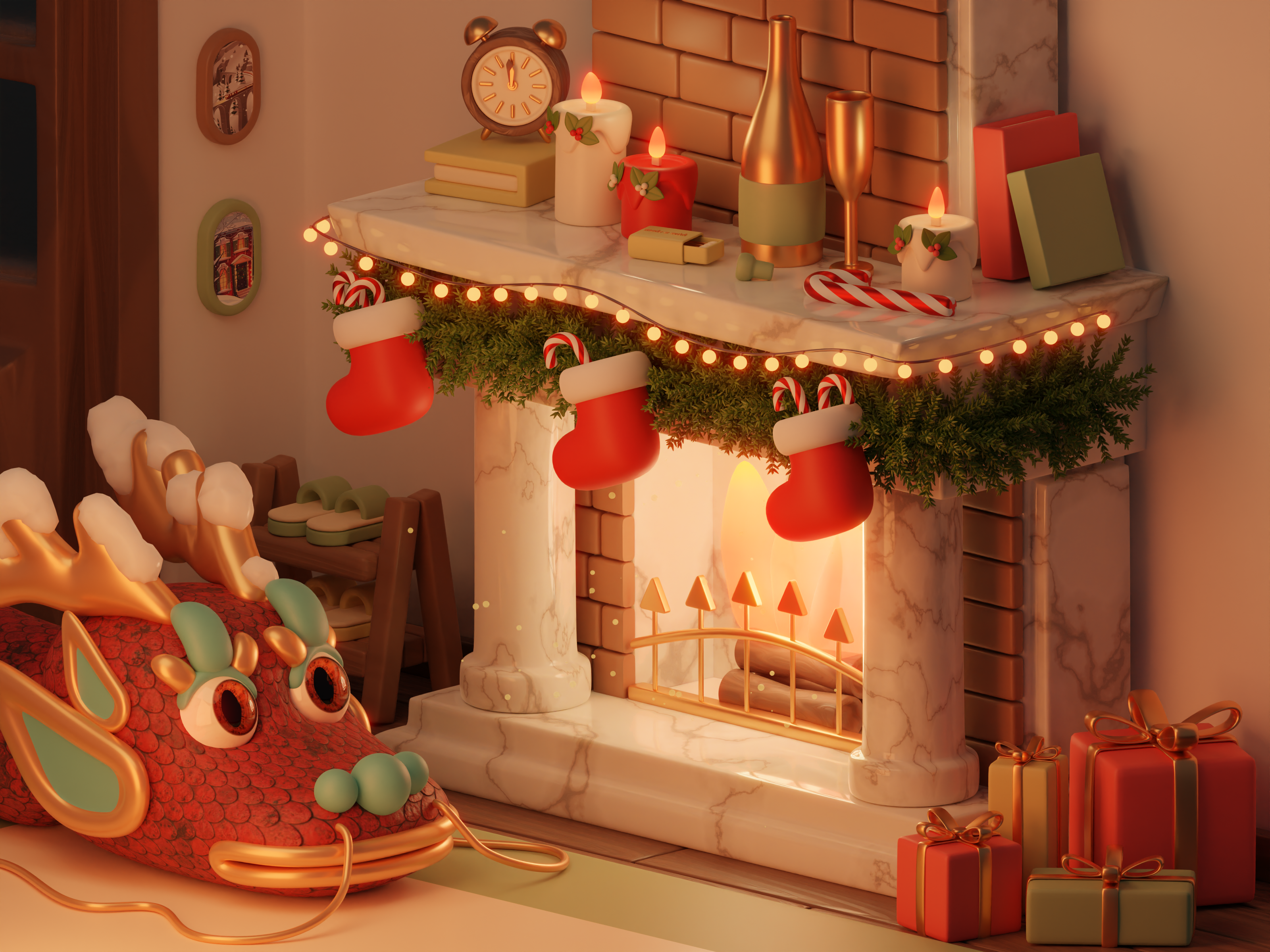 Happy New Year! 3d 3d characters animation artwork digital art digital illustration dragon graphic design illustration motion motion graphics new year