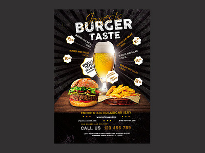 Burger Restaurant Flyer backyard bar bbq flyer template bbq party beer burger