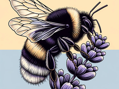 Bee & Bloom by Aravind Reddy Tarugu aravind bee botanical bumblebee conservation artwork designs detailed flower graphic insect insect flora lavender natural pollinator purple reddy spike tarugu vector wildlife