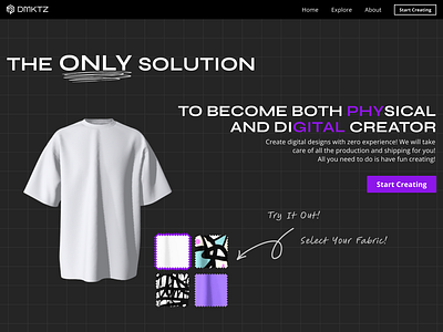 Landing page / 3D Fashion co-creation platform mobile design ui uiux user interface web design