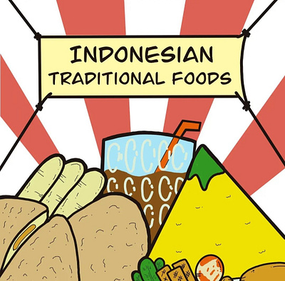 Indonesia traditional foods colorful delicious deliciouse deliciousfood food illustration illustrationfood indonesiatraditionalfood traditionalfood