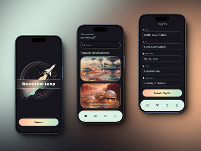 Interplanetary Flight Booking App 3d android animation app branding design earth flight flight booking graphic design illustration interplanetary ios logo mars motion graphics solar system spacecraft ui ux