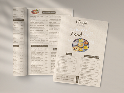 Claypot Kitchen Menu branding cafe menu design fast food menu folded menu food graphic design illustration menu menu template restaurant restaurant flyer restaurant menu