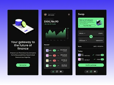 Cryptocurrency app application branding crypto dailyui design flat glassmorphism graphic design minimal mobile product design ui uidesign uidesigner uitrends uiux userexperience userinterface ux vector