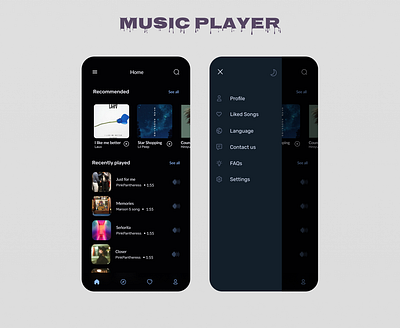 Music Player color theme design graphic design typography ui ux