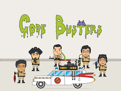 Code Busters bug codebusters ecto1 ghostbusters illustration letra letter