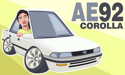 TOONCAR AE92 COROLLA branding design flat design graphic design illustration logo vector