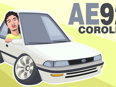 TOONCAR AE92 COROLLA branding design flat design graphic design illustration logo vector