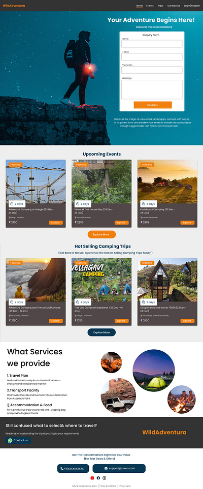 Travel Website Home Page adventure website homepage travel website travel website homepage ui ux website homepage