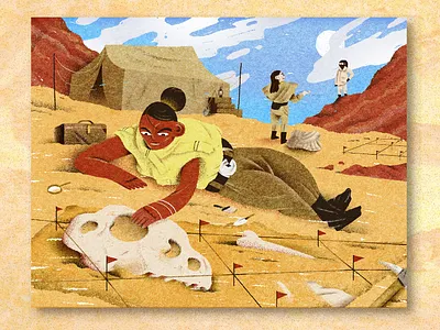 Dinosaur Dig andrew haener dig dinosaur earth tone fashion feminist illustration women