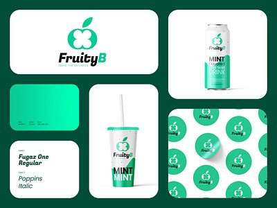FruityB Brand Identity brand identity branding business design drink ecommerce fruits geometric graphic design health identity logo logo design minimal modern simple text typography vegan visual