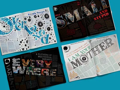 Experimental Typographic Newspaper Design brand identity composition design editorial design everything everywhere graphic design grid illustration indesign layout newspaper design physical typography post modernism post modernist design type and image type and texture type design typographic layout typographic newspaper typography visual communication