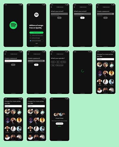 Spotify onboarding screens android mobile app spotify spotify onboarding spotify onboarding screens spotify screen uiux ux