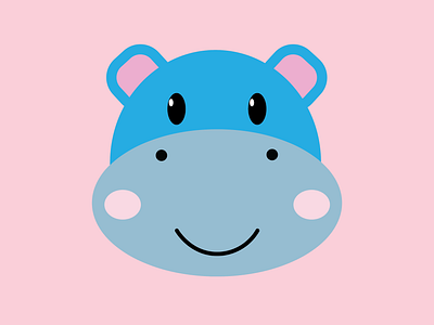 Blue Hippo adobe illustrator adorable animal blue cheerful clean cute digital art digital illustration hippo hippopotamus illustration kawaii kawaii animal kawaii hippo minimal pink simple vector