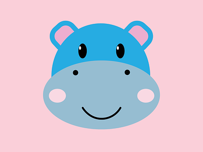 Blue Hippo adobe illustrator adorable animal blue cheerful clean cute digital art digital illustration hippo hippopotamus illustration kawaii kawaii animal kawaii hippo minimal pink simple vector