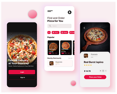 Pizza App UI Design font logo minimal mobile ui pizza pizza app typography ui uiux user experience