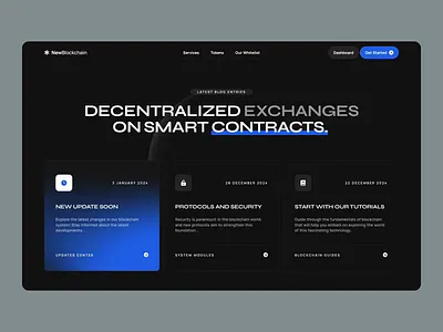 Blockchain Blog - Website Concept blockchain blog cms concept design landing page minimalist modern networks portfolio post technology ui ux web web design webdesign website