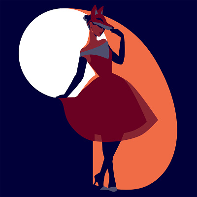 Lady fox art design illustration light vector woman