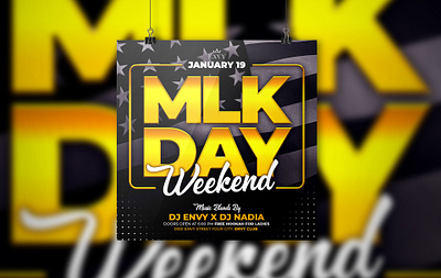 MLK DAY WEEKEND PARTY FLYER after work party bash club flyer club party design girls night out illustration ladies night neon