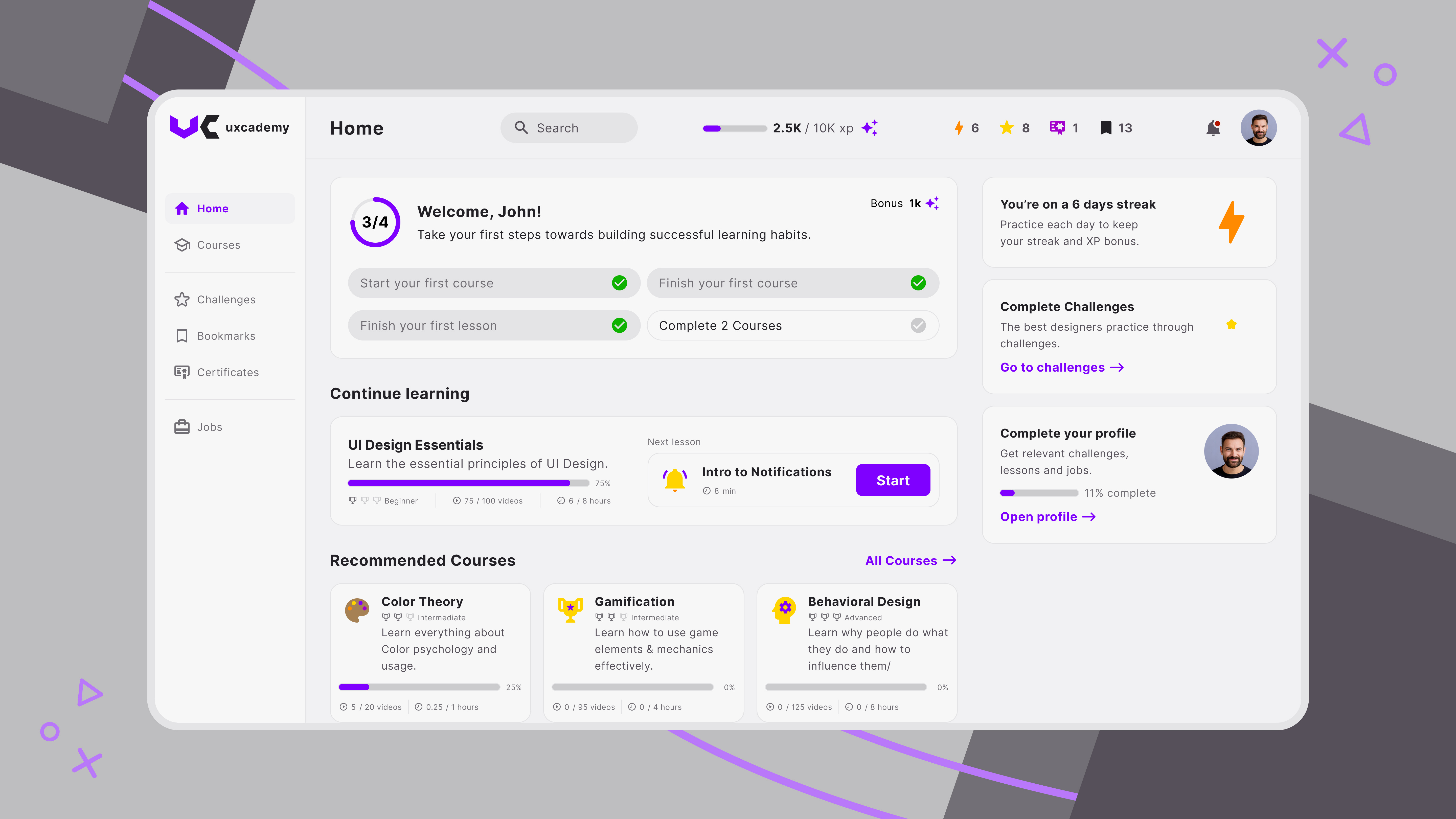 Uxcademy - UX/UI Design Academy webapp concept academy concept online academy ui ux uxui webapp