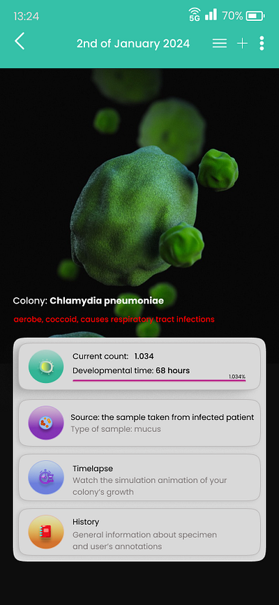 Bacteriae colony monitor app app design figma mobileapp project ui